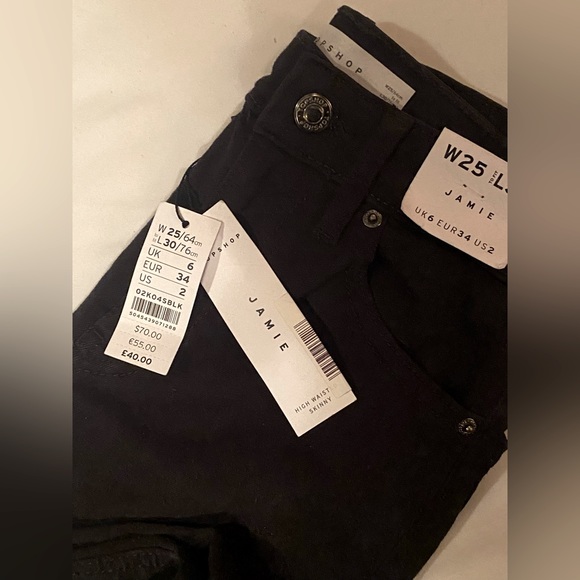 TOPSHOP Black High-rise Jeans NWT - Picture 7 of 11